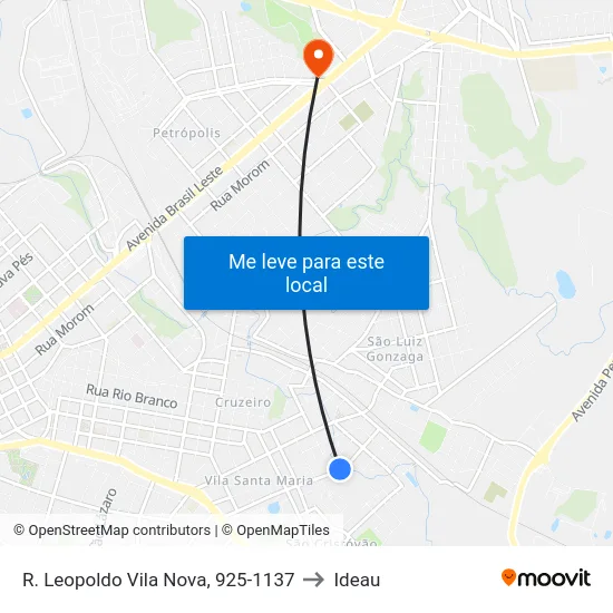 R. Leopoldo Vila Nova, 925-1137 to Ideau map