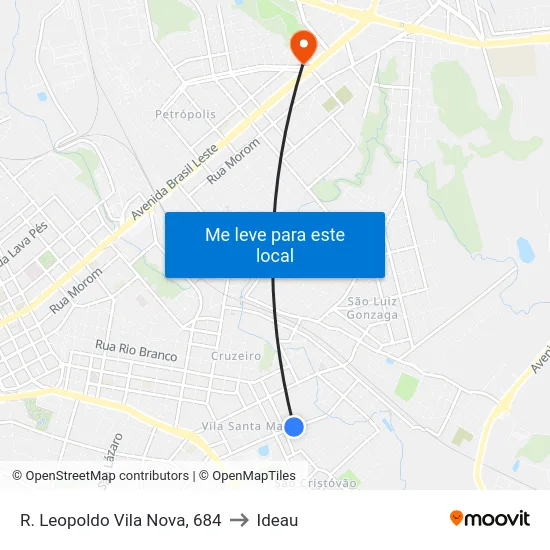 R. Leopoldo Vila Nova, 684 to Ideau map