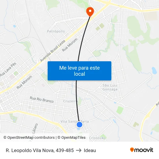 R. Leopoldo Vila Nova, 439-485 to Ideau map