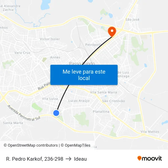 R. Pedro Karkof, 236-298 to Ideau map