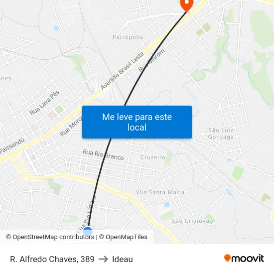 R. Alfredo Chaves, 389 to Ideau map