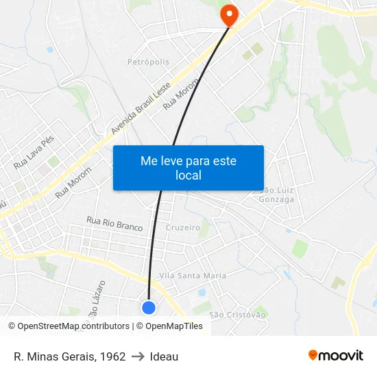 R. Minas Gerais, 1962 to Ideau map