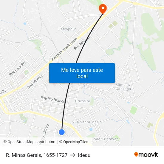 R. Minas Gerais, 1655-1727 to Ideau map