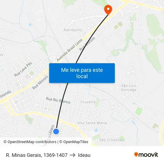 R. Minas Gerais, 1369-1407 to Ideau map