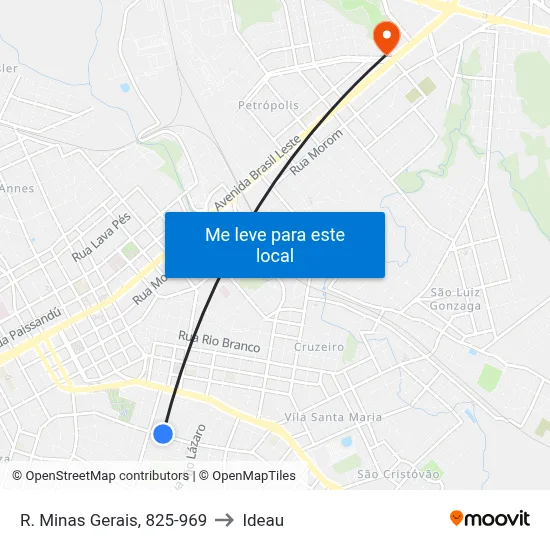 R. Minas Gerais, 825-969 to Ideau map