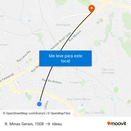 R. Minas Gerais, 1008 to Ideau map