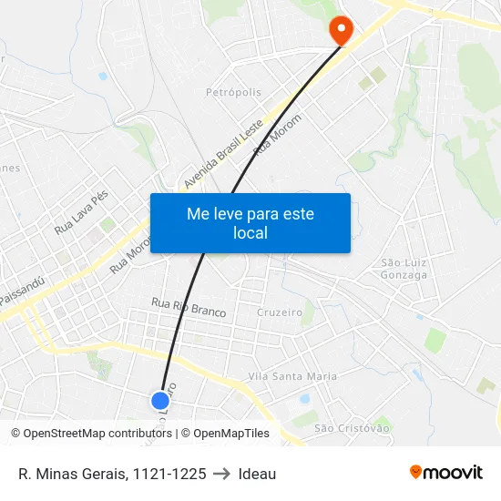 R. Minas Gerais, 1121-1225 to Ideau map