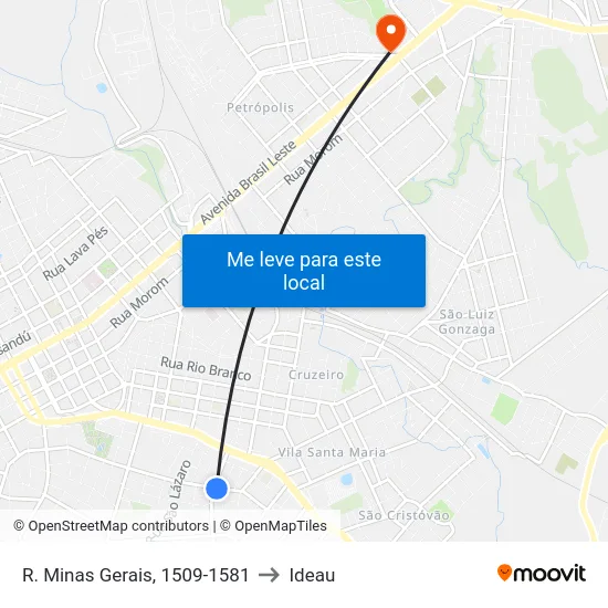 R. Minas Gerais, 1509-1581 to Ideau map