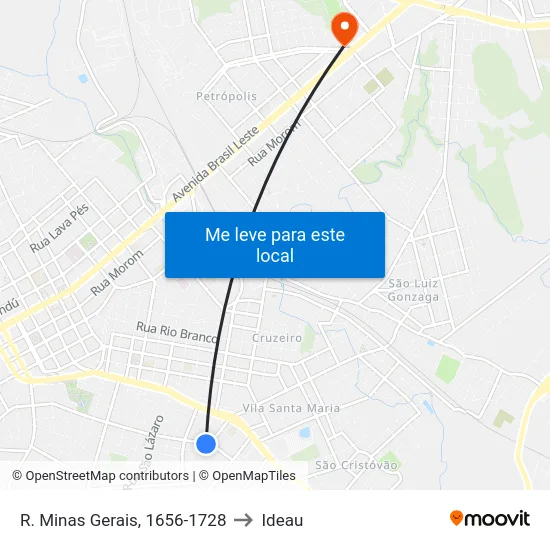 R. Minas Gerais, 1656-1728 to Ideau map