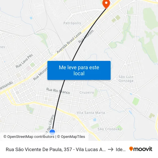 Rua São Vicente De Paula, 357 - Vila Lucas Araujo to Ideau map