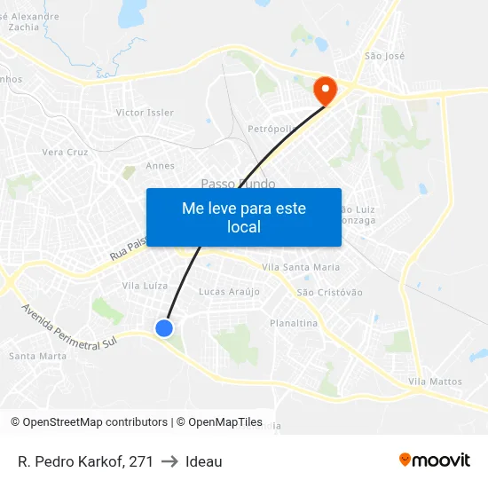 R. Pedro Karkof, 271 to Ideau map