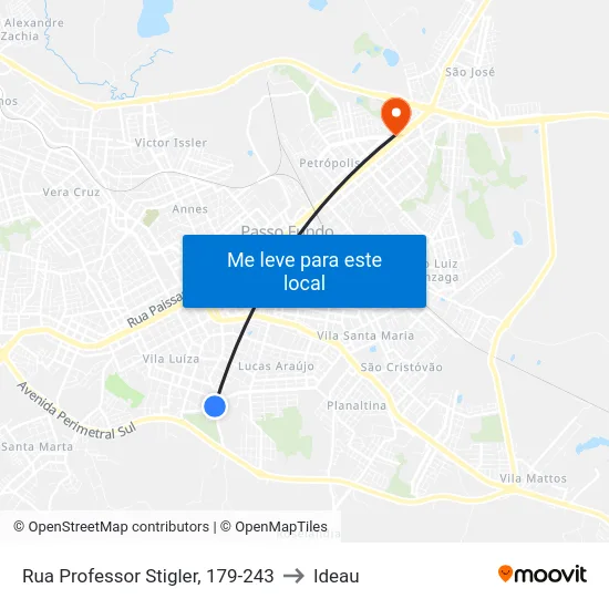 Rua Professor Stigler, 179-243 to Ideau map