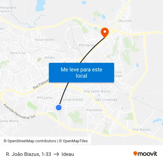 R. João Biazus, 1-33 to Ideau map