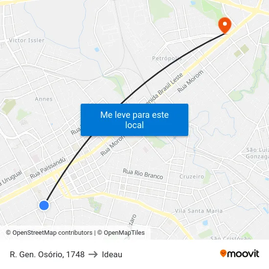 R. Gen. Osório, 1748 to Ideau map