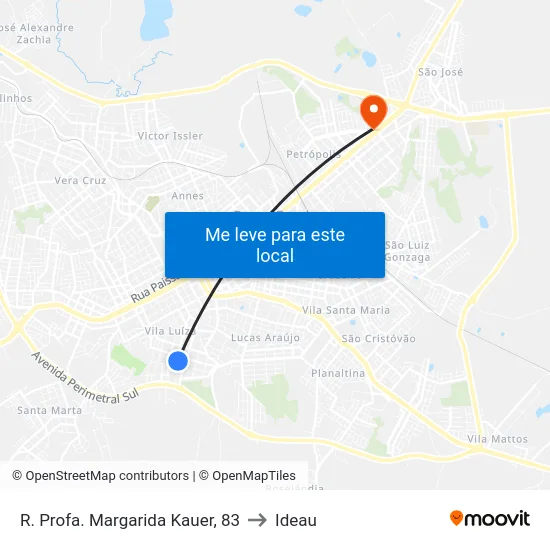 R. Profa. Margarida Kauer, 83 to Ideau map