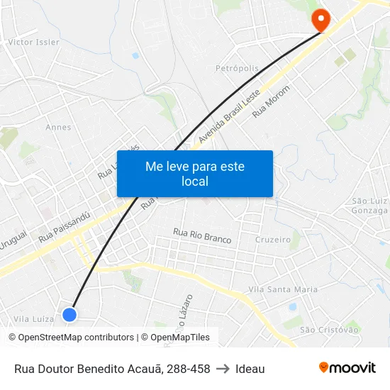 Rua Doutor Benedito Acauã, 288-458 to Ideau map