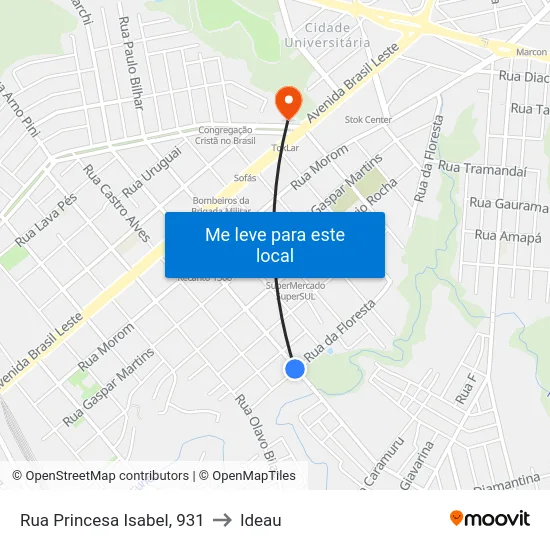 Rua Princesa Isabel, 931 to Ideau map