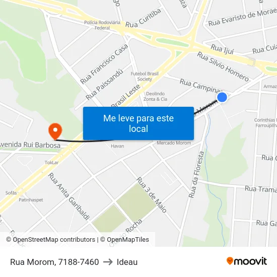 Rua Morom, 7188-7460 to Ideau map