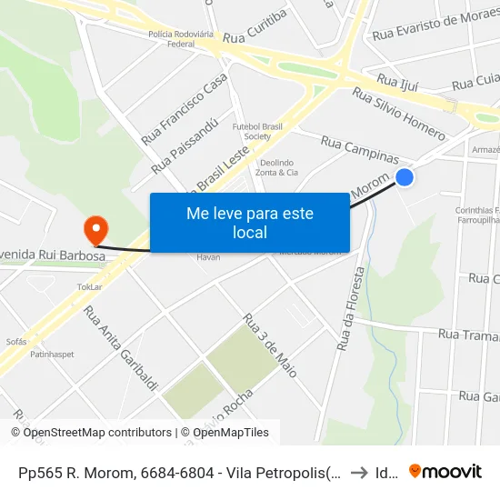 Pp565 R. Morom, 6684-6804 - Vila Petropolis(Em Frente Casa 2548) to Ideau map