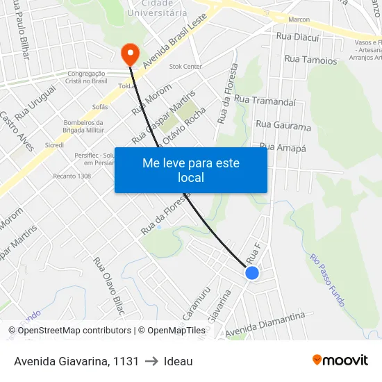 Avenida Giavarina, 1131 to Ideau map