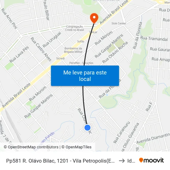 Pp581 R. Olávo Bilac, 1201 - Vila Petropolis(Em Frente Casa 1201) to Ideau map