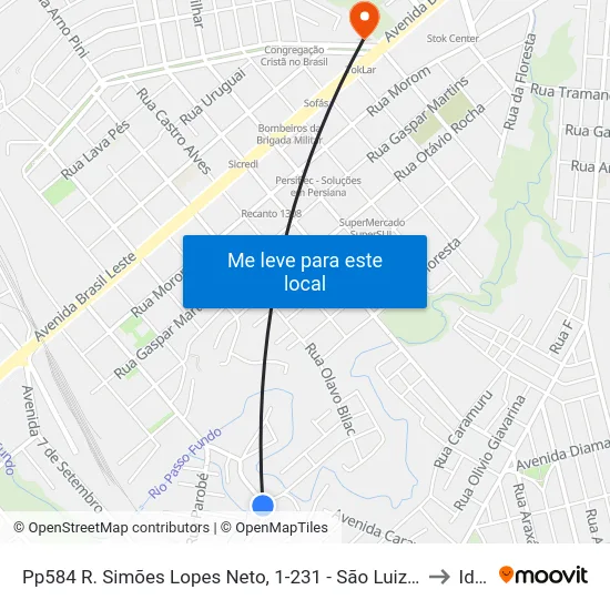 Pp584 R. Simões Lopes Neto, 1-231 - São Luiz Gonzaga(Mecânica Rk) to Ideau map