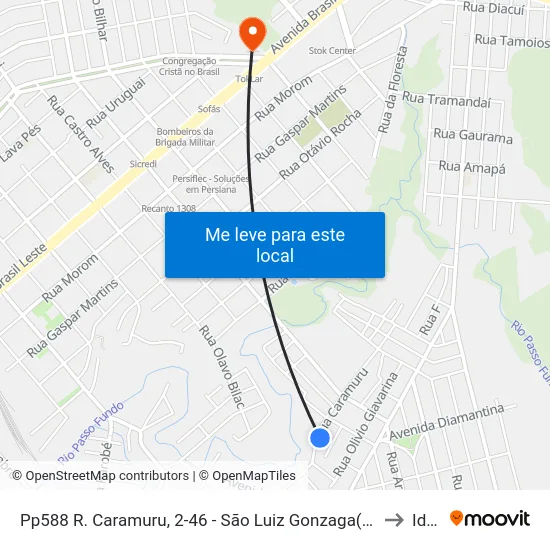 Pp588 R. Caramuru, 2-46 - São Luiz Gonzaga(Em Frente Casa 499) to Ideau map
