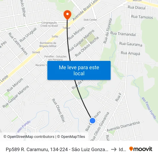Pp589 R. Caramuru, 134-224 - São Luiz Gonzaga(Em Frente Casa 168) to Ideau map