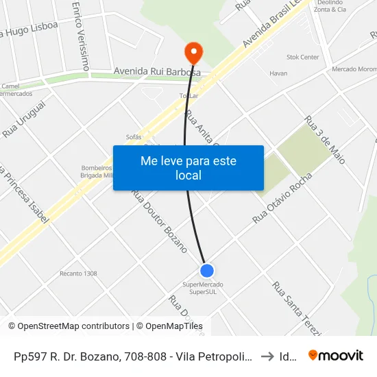 Pp597 R. Dr. Bozano, 708-808 - Vila Petropolis(Super Sul) to Ideau map