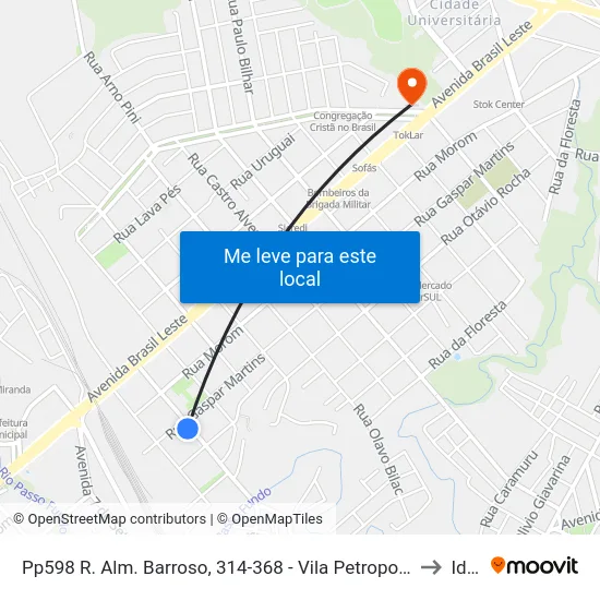 Pp598 R. Alm. Barroso, 314-368 - Vila Petropolis(Em Frente Casa 307) to Ideau map