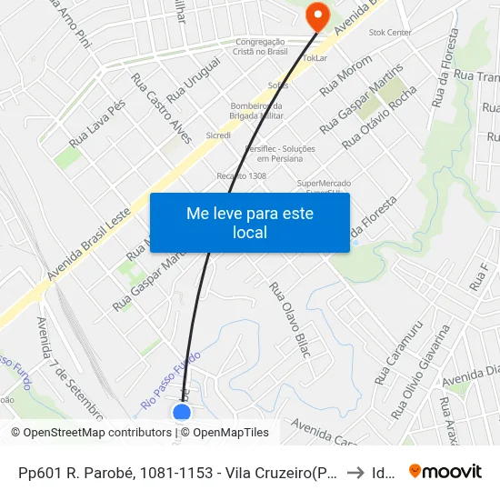 Pp601 R. Parobé, 1081-1153 - Vila Cruzeiro(Par Entre - Rios) to Ideau map