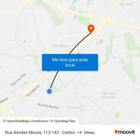 Rua Alcídes Moura, 113-143 - Centro to Ideau map