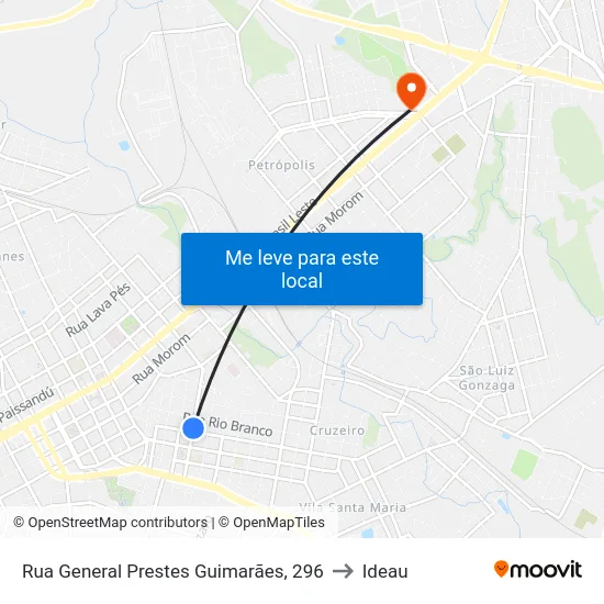 Rua General Prestes Guimarães, 296 to Ideau map