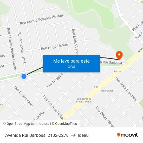 Avenida Rui Barbosa, 2132-2278 to Ideau map