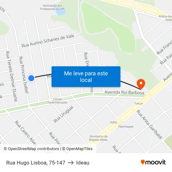 Rua Hugo Lisboa, 75-147 to Ideau map