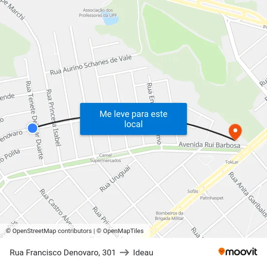 Rua Francisco Denovaro, 301 to Ideau map