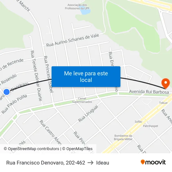 Rua Francisco Denovaro, 202-462 to Ideau map
