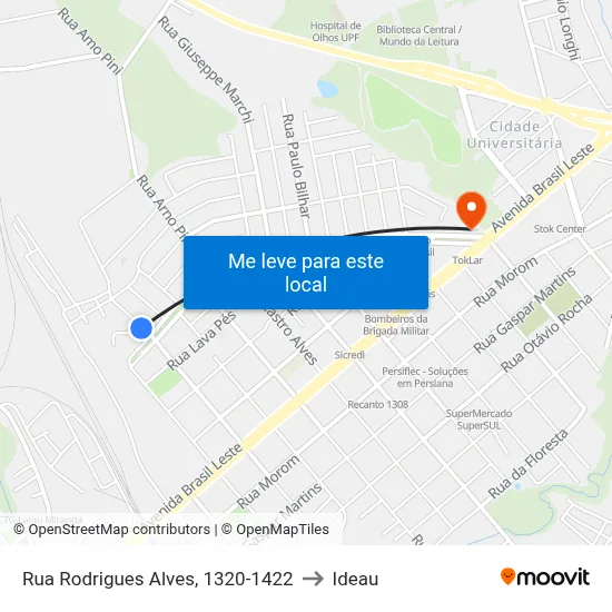 Rua Rodrigues Alves, 1320-1422 to Ideau map