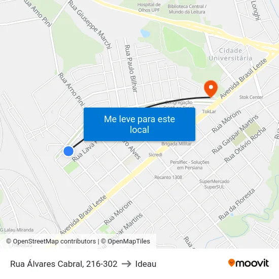 Rua Álvares Cabral, 216-302 to Ideau map