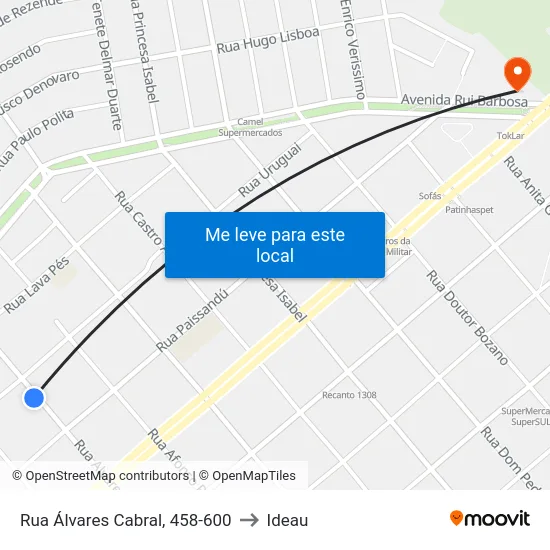 Rua Álvares Cabral, 458-600 to Ideau map