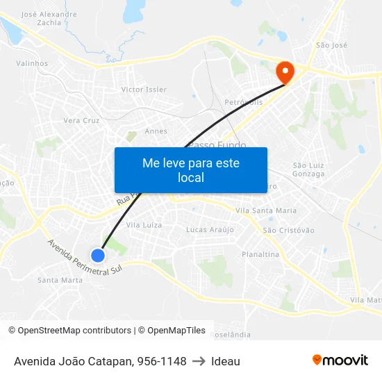 Avenida João Catapan, 956-1148 to Ideau map