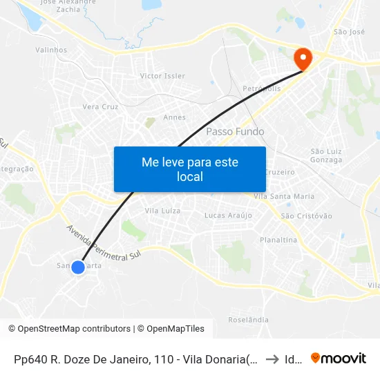 Pp640 R. Doze De Janeiro, 110 - Vila Donaria(Em Frente Casa 242) to Ideau map