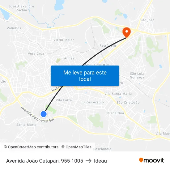 Avenida João Catapan, 955-1005 to Ideau map