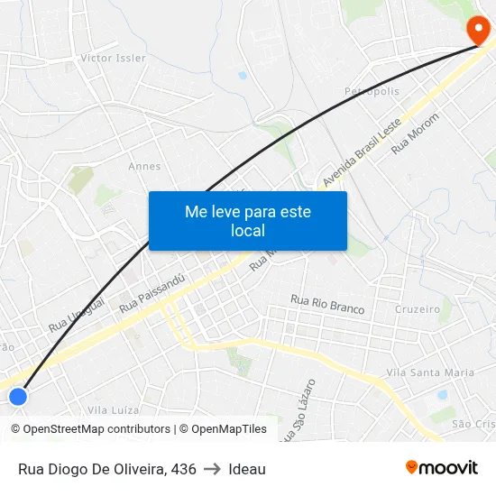 Rua Diogo De Oliveira, 436 to Ideau map