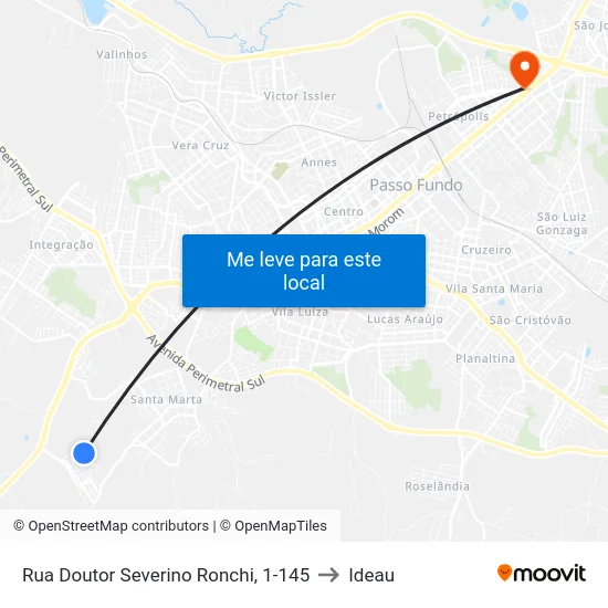 Rua Doutor Severino Ronchi, 1-145 to Ideau map