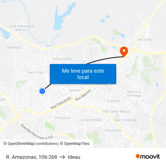 R. Amazonas, 106-268 to Ideau map