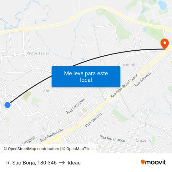 R. São Borja, 180-346 to Ideau map