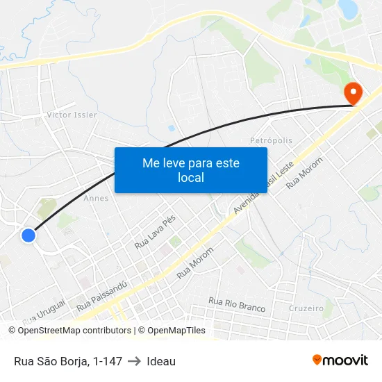 Rua São Borja, 1-147 to Ideau map