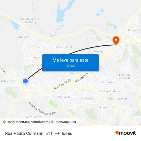 Rua Pedro Culmann, 611 to Ideau map
