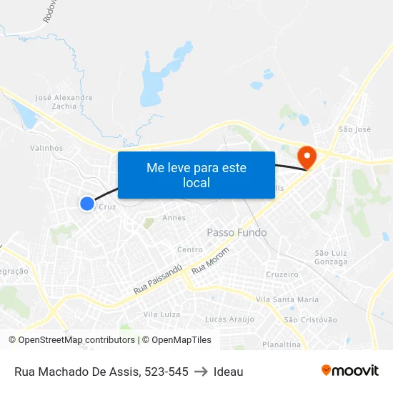 Rua Machado De Assis, 523-545 to Ideau map